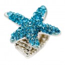 Gold Plated With Red Color Crystal Starfish Stretch Ring