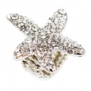 Rhodium Plated With AB Crystal Starfish Stretch Ring