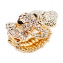 Gold Plated With Blue AB Crystal Elephant Stretch Ring