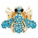 Gold Plated With Green Color Crystal Bee Stretch Rings