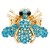 Gold-Plated-With-Aqua-Blue-Crystal-Bee-Stretch-Rings-Aqua Blue