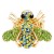 Gold-Plated-With-Green-Color-Crystal-Bee-Stretch-Rings-Gold Green