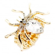 Gold Plated With Clear Crystal Spider Stretch Rings
