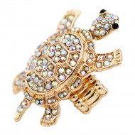 Gold Plated With AB Crystal Turtle Stretch Rings