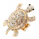 Gold Plated With Clear Crystal Turtle Stretch Rings