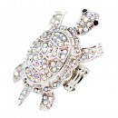 Rhodium Plated With AB Crystal Turtle Stretch Rings