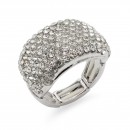 Rhodium Plated With AB Crystal Stretch Rings