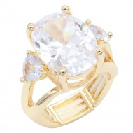 Gold Plated Clear Stone Stretch Ring