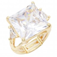 Gold Plated Clear Stone Stretch Ring