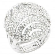 Rhodium Plated With Clear Crystal Stretch Ring