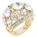 Gold Plated With Clear Crystal Stretch Ring