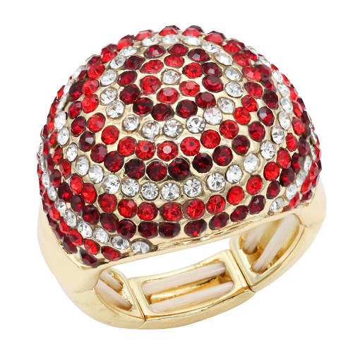 Gold Plated With Red Crystal Stretch Rings