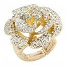 Gold Plated Multi Stone Flower Stretch Ring