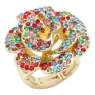 Gold Plated Multi Stone Flower Stretch Ring
