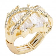 Gold Plated With Clear Stone CZ  Strech Rings