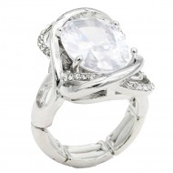 Rhodium  Color With Clear Stone Rings