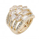 Gold Plated With Clear Crystal Stretch Rings Gold Plated With Clear Crystal Stretch Rings
