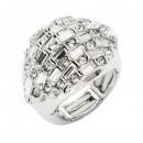Rhodium Plated With Clear Crystal Stretch Rings Rhodium Plated With Clear Crystal Stretch Rings