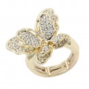 Gold Plated With Clear Stone Butterfly Stretch Rings Gold Plated With Clear Stone Butterfly Stretch Rings