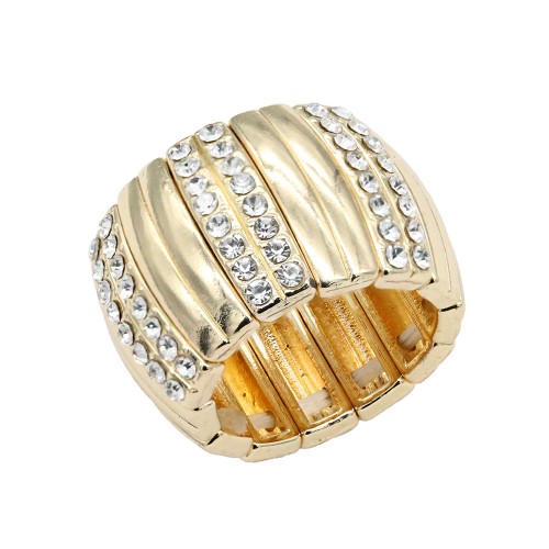 Gold Plated With Clear Stone Stretch Rings Gold Plated With Clear Stone Stretch Rings