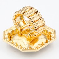 4cm by 4cm Gold Plated Stretch Ring with Clear Crystal