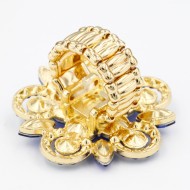 Gold Plated Stretch Ring with Blue AB Crystal