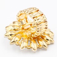 Gold Plated Stretch Ring with Clear Crystal