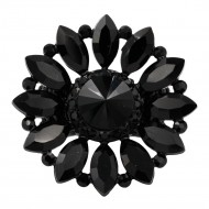 Jet Black Plated Stretch Ring with Black Diamond Crystal