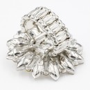 Rhodium Plated Stretch Ring with Clear Crystal