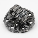 Jet Black Plated Stretch Rings with Black Diamond Crystal