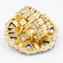 Gold Plated Stretch Rings with Clear Crystal