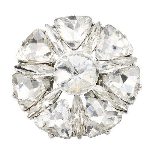 Rhodium Plated Stretch Rings with Clear Crystal