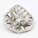 Rhodium Plated Stretch Rings with Clear Crystal