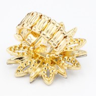 Gold Plated Stretch Ring with Clear Crystal