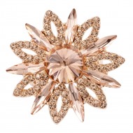 Rose Gold Plated Stretch Ring with Peach Color Crystal
