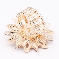 Rose Gold Plated Stretch Ring with Peach Color Crystal