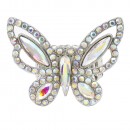 Gold Plated Butterfly Stretch Ring with Green AB Crystal