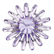 Rhodium Plated Stretch Ring with Purple Crystal