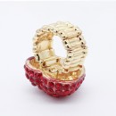 Gold Plated Red Color Crystal Stretch Rings