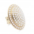 Rhodium Plated With Pearl Stretch Rings