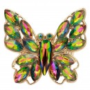 Gold Plated With Red AB Color Crystal Butterfly Stretch Rings