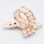 Rose Gold Plated With AB Crystal Butterfly Stretch Rings