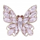 Rhodium Plated With AB Crystal Butterfly Stretch Rings