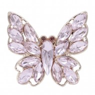 Rose Gold Plated With Ping Color Crystal Butterfly Stretch Rings