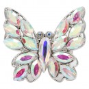 Gold Plated With Blue AB Crystal Butterfly Stretch Rings