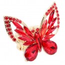 Gold Plated With Red Crystal Butterfly Stretch Rings