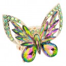 Gold Plated With Topaz Crystal Butterfly Stretch Rings