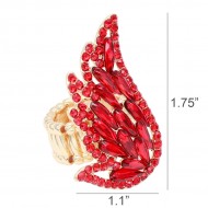 Gold Plated With Red Crystal Angel Wing Stretch Rings