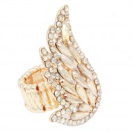 Gold Plated With Topaz Crystal Angel Wing Stretch Rings