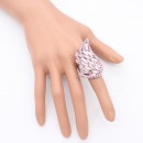 Rhodium Plated With Pink Crystal Angel Wing Stretch Rings
